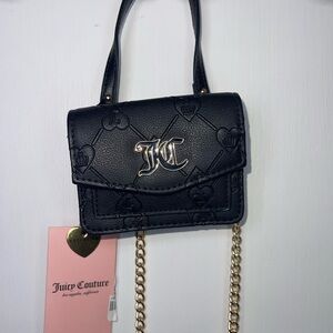 NWT Juicy Couture Black Mini Bag with Gold Chain